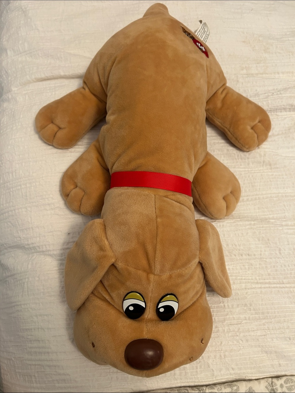 Pound Puppy  Dog Toy with Red Collar - Soft Tan Plush Puppy